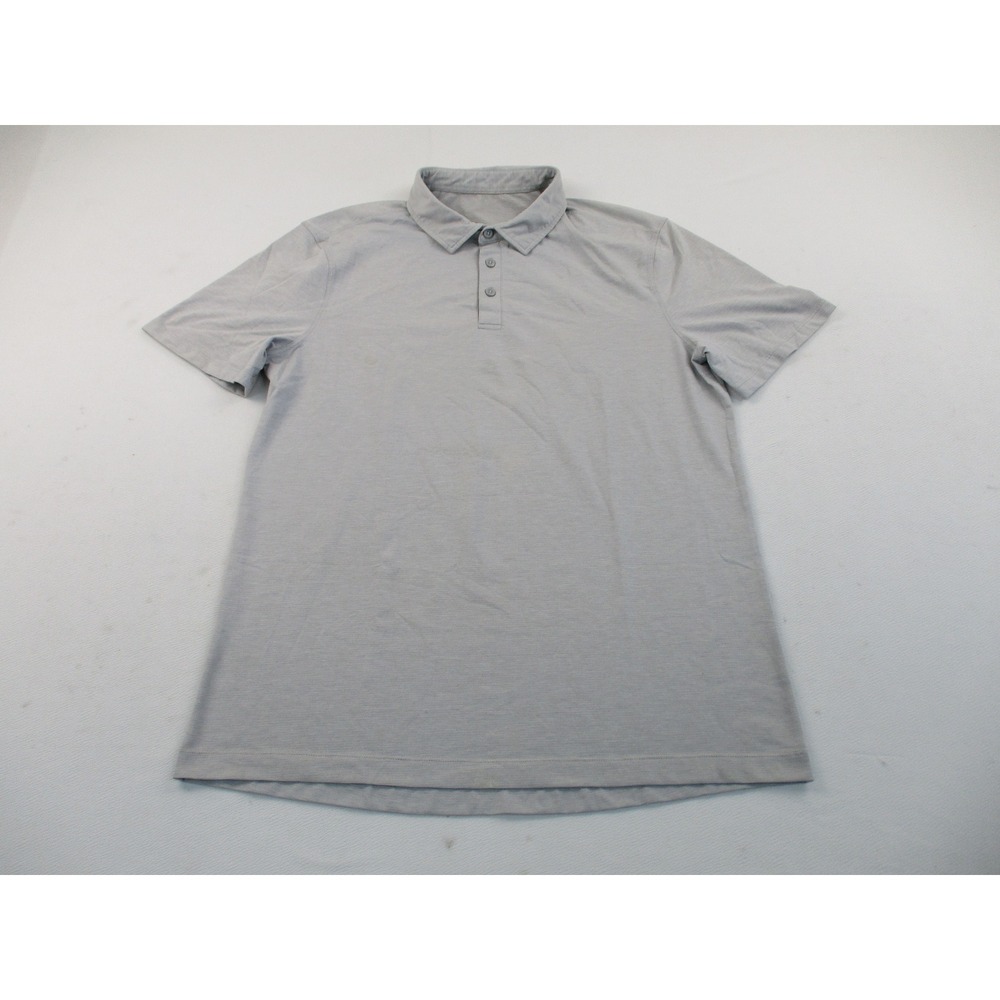 Lululemon Polo Shirt Mens M Gray Evolution Short Sleeve Golf Performance Utility